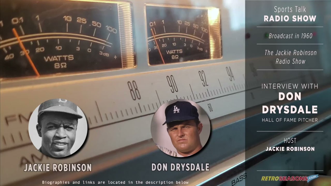 1960 • Baseball Clip • Jackie Robinson & Don Drysdale - Radio Interview video clip