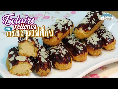 Relámpagos o eclairs rellenos con crema pastelera y cobertura de chocolate. Loli Domínguez - UC5ONfXPjWgqElh0NZaRJ1tg