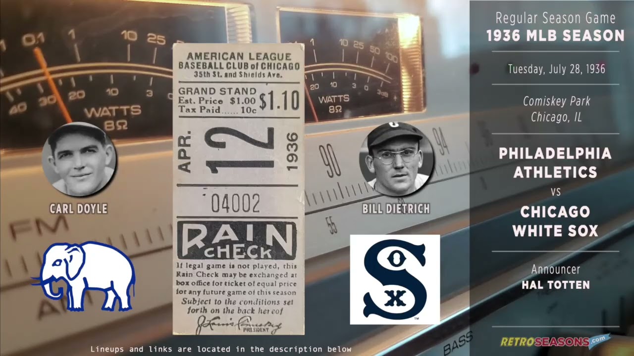 1936 Philadelphia Athletics vs Chicago White Sox - Radio Broadcast video clip