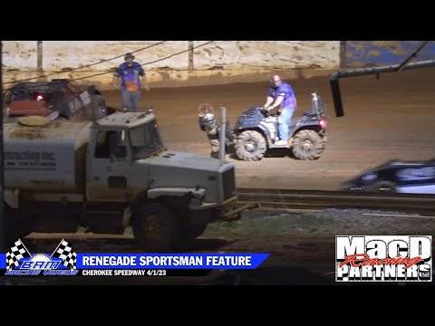 Renegade Sportsman Feature - Cherokee Speedway 4/1/23 - dirt track racing video image