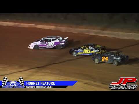Hornet Feature - Carolina Speedway 4/5/24 - dirt track racing video image