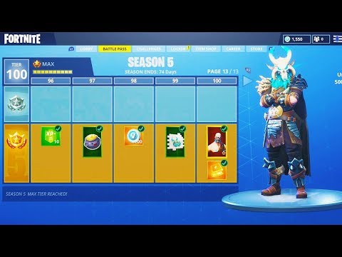 new season 5 max battle pass tier 100 unlocking fortnite battle royale season 5 map changes - ghostninja fortnite new