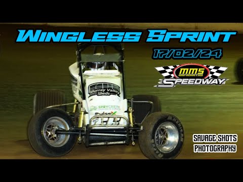 Wingless Sprints Murray Bridge Speedway 17/02/24 - dirt track racing video image