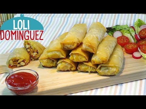 Rollitos crujientes de pollo con verduras. Receta muy fácil con pasta filo. Loli Domínguez - UC5ONfXPjWgqElh0NZaRJ1tg