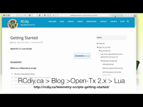 OpenTX Tutorial - Lua Telemetry Scripts Getting Started - UCKMobPG5ZfOUxEMcUnLmEhg