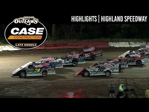 World of Outlaws CASE Construction Late Models | Highland Speedway | August 14, 2024 | HIGHLIGHTS - dirt track racing video image