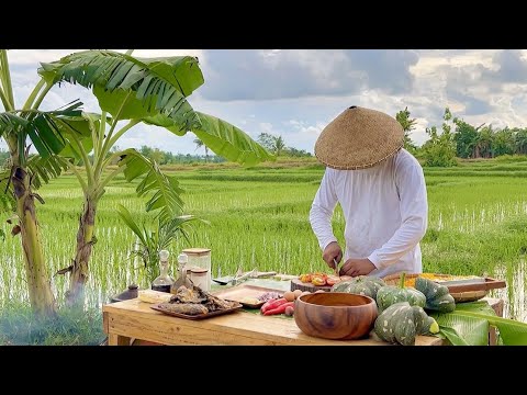 Cooking amidst Rice Fields: Meaty Squash Soup and Crispy-fried Squash I Joseph The Explorer