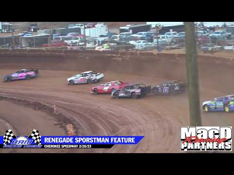 Renegade Sportsman Feature - Cherokee Speedway 2/26/23 - dirt track racing video image