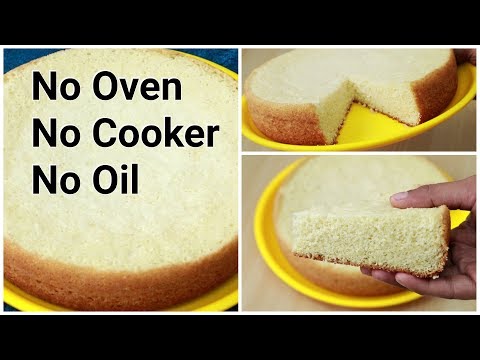 Soft Sponge Vanilla Cake Recipe || Without Oven/Cooker/Oil