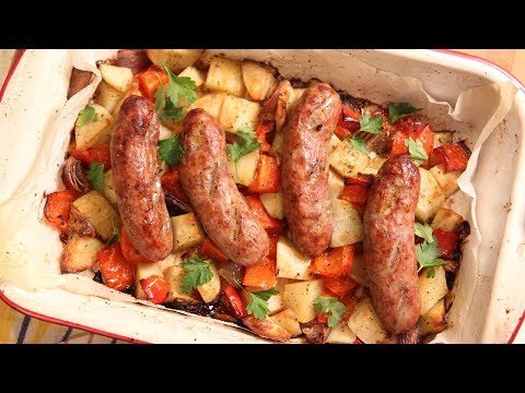 Sausage Peppers Onions & Potato Bake - Laura in the Kitchen Ep 185 - UCNbngWUqL2eqRw12yAwcICg