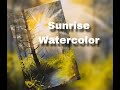 Watercolor painting tutorial - Sunrise Scene