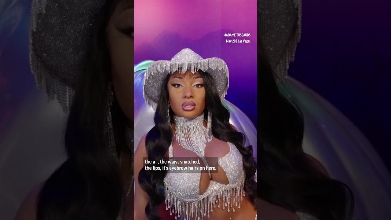 Megan Thee Stallion reacts to her Madame Tussauds wax figures. #shorts