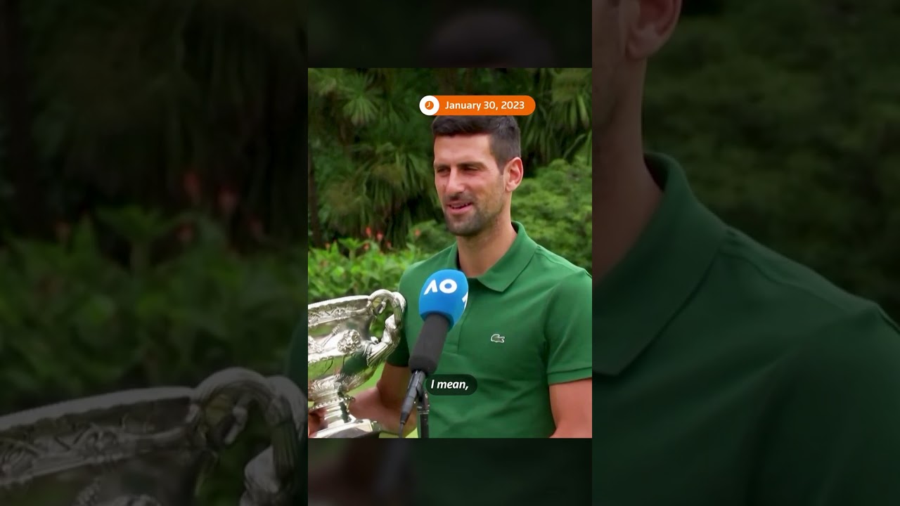 Tennis champ Novak Djokovic shows off Australian Open trophy