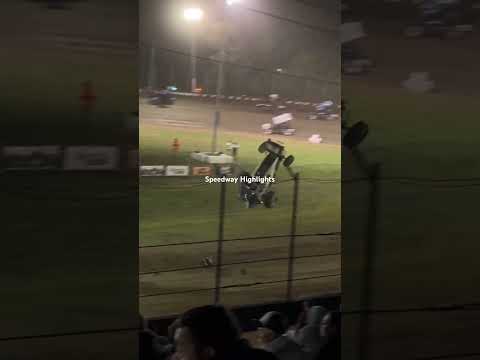 Big air for 410 sprint car at lasalle speedway. #racing #crash  #sprintcar #carcrash #wingcar - dirt track racing video image