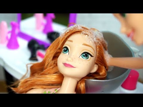 Rapunzel Barbie Beauty Salon Makeover Hair Style on Frozen Anna & Disney Princess Dolls - UCXodGGoCUuMgLFoTf42OgIw