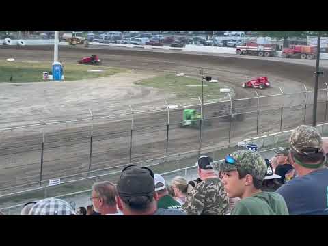 Wisconsin Wingless Feature Race at Wilmot Raceway Saturday 6-24-2023 - dirt track racing video image