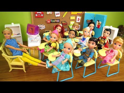 SHOW and TELL ! Elsa & Anna toddlers at School - One is Sleepy - teacher Barbie - Math problems - UCQ00zWTLrgRQJUb8MHQg21A