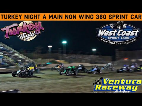 A Main Turkey Night USAC West Coast 360 Sprint Car At Ventura Raceway November 25, 2023 - dirt track racing video image