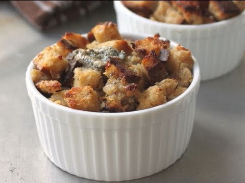 Food Wishes Recipes - Savory Gorgonzola Bread Pudding Recipe - Gorgonzola Bread Side Dish Recipe