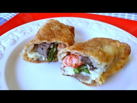 SURF N TURF EGG ROLLS - Garlic Mashed Potatoes, Asparagus, Steak and Langoustine Egg Rolls Recipe - UCOC87AIBm2ul1metht5fY2A